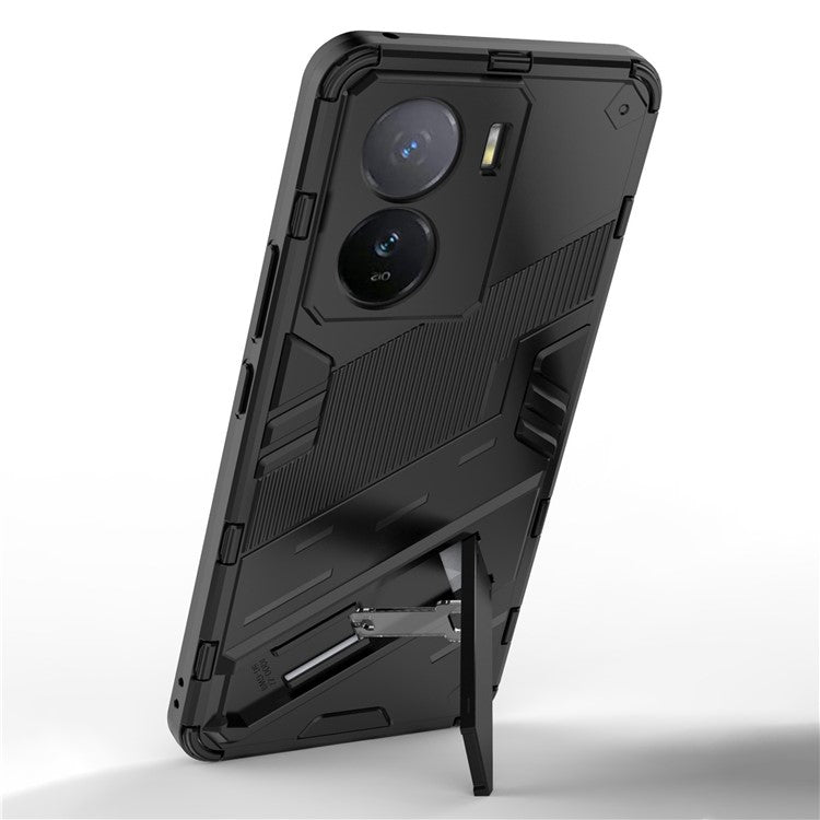 For vivo iQOO Z7 5G Shockproof Kickstand Case TPU+PC Double Protection Phone Cover - Black