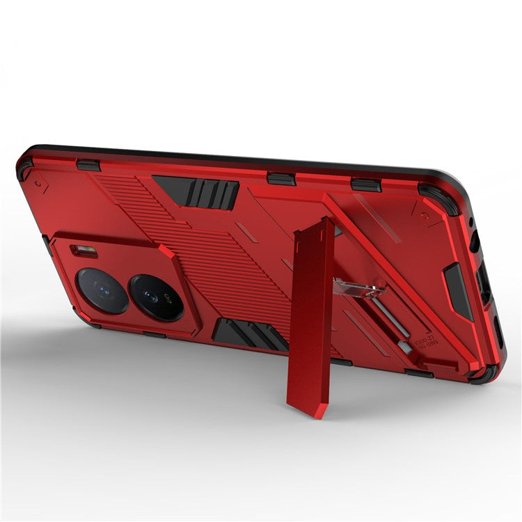 For vivo iQOO Z7 5G Shockproof Kickstand Case TPU+PC Double Protection Phone Cover - Red