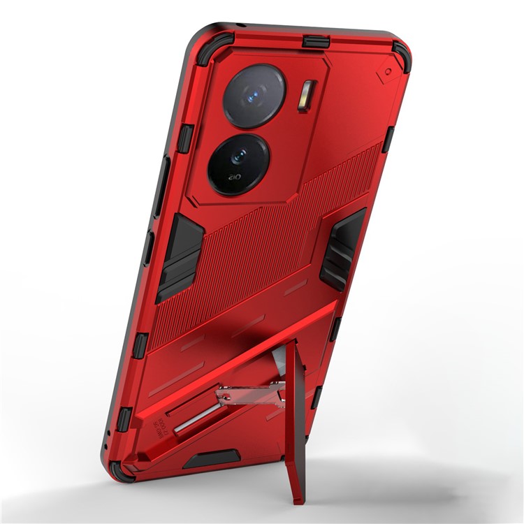 For vivo iQOO Z7 5G Shockproof Kickstand Case TPU+PC Double Protection Phone Cover - Red