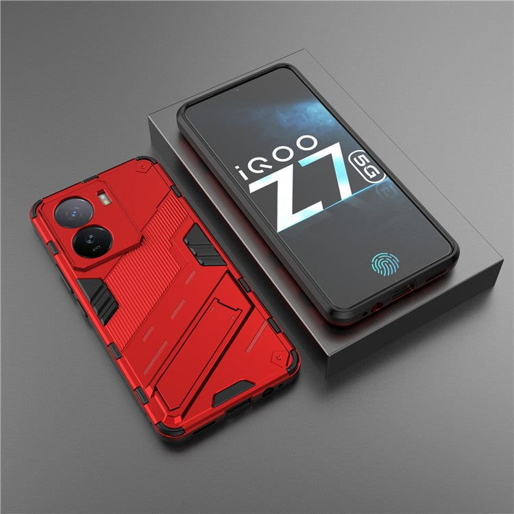 For vivo iQOO Z7 5G Shockproof Kickstand Case TPU+PC Double Protection Phone Cover - Red