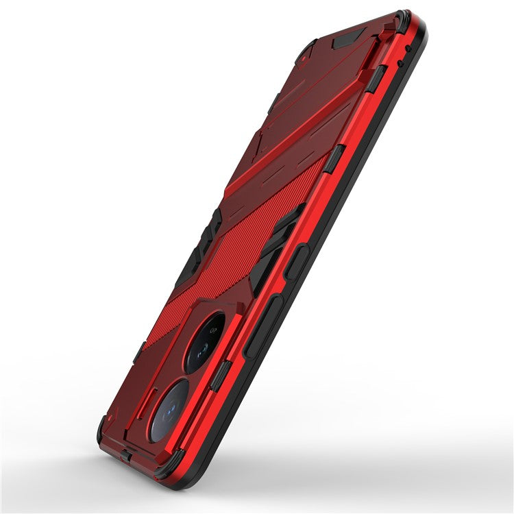 For vivo iQOO Z7 5G Shockproof Kickstand Case TPU+PC Double Protection Phone Cover - Red