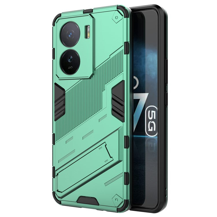 For vivo iQOO Z7 5G Shockproof Kickstand Case TPU+PC Double Protection Phone Cover - Green