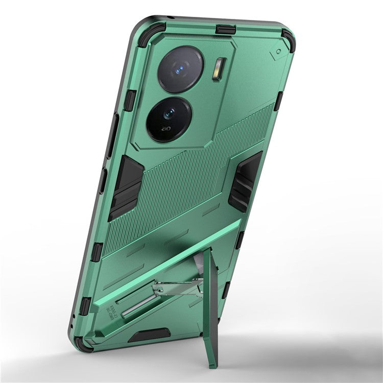 For vivo iQOO Z7 5G Shockproof Kickstand Case TPU+PC Double Protection Phone Cover - Green