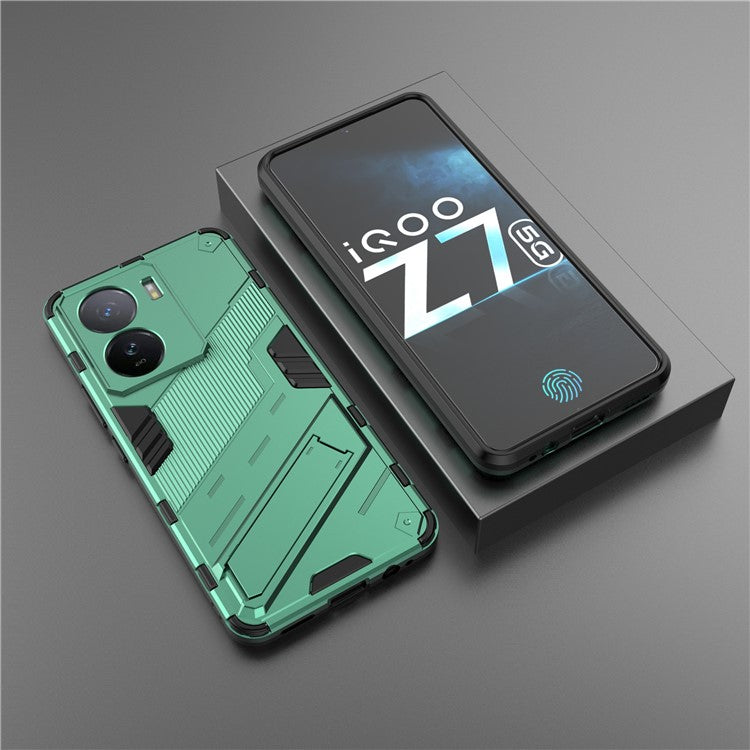 For vivo iQOO Z7 5G Shockproof Kickstand Case TPU+PC Double Protection Phone Cover - Green