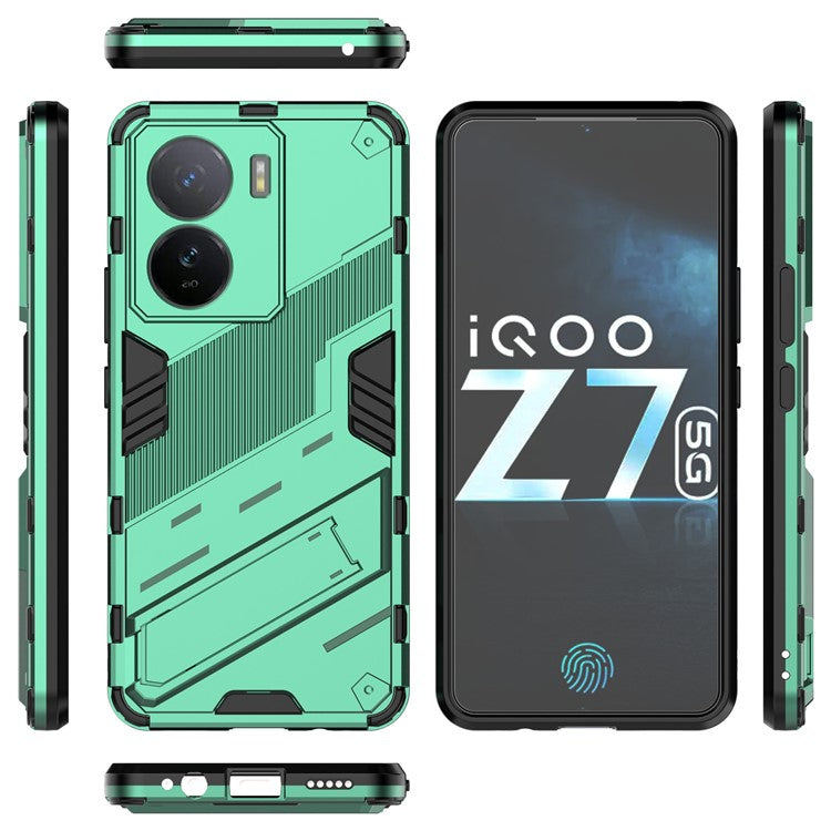 For vivo iQOO Z7 5G Shockproof Kickstand Case TPU+PC Double Protection Phone Cover - Green