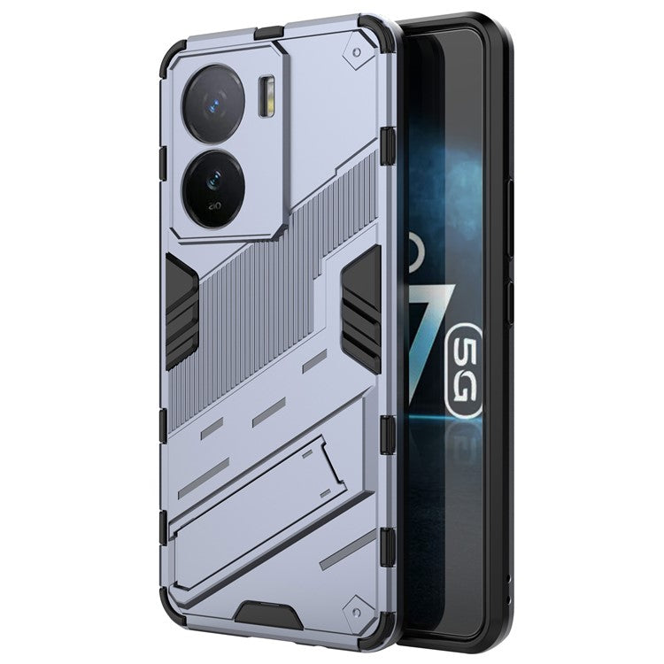 For vivo iQOO Z7 5G Shockproof Kickstand Case TPU+PC Double Protection Phone Cover - Dark Blue