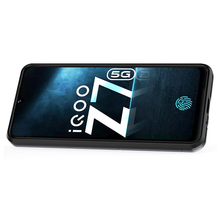 For vivo iQOO Z7 5G Kickstand Armor Case TPU+PC Impact-Resistant Protective Phone Cover - Black