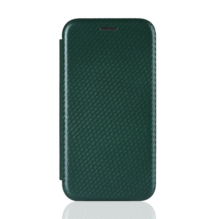 Carbon Fiber Texture Leather Case for vivo Y02s 4G , Stand Card Holder Phone Cover - Green