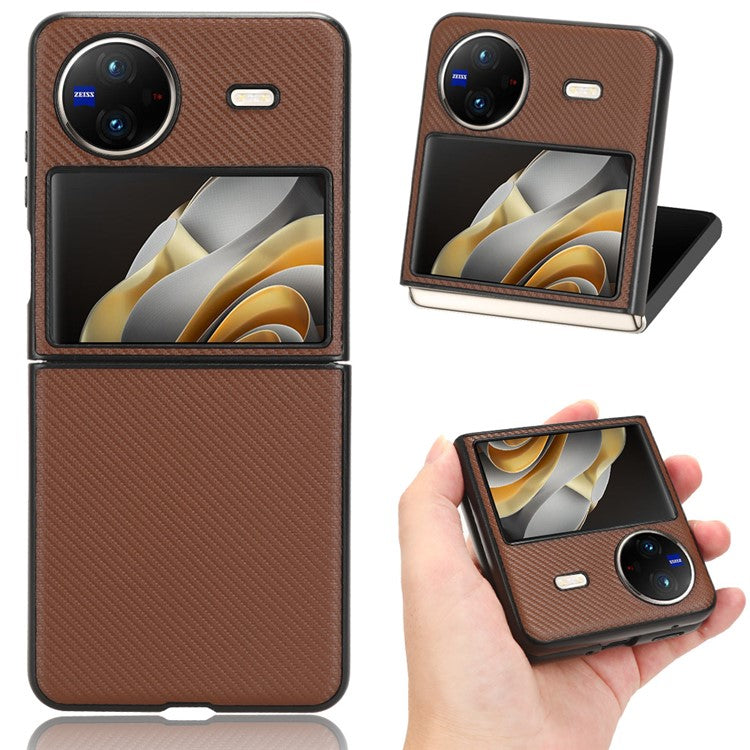 Cell Phone Case for vivo X Flip Shockproof Slim Case PU Leather + PC Phone Cover - Brown