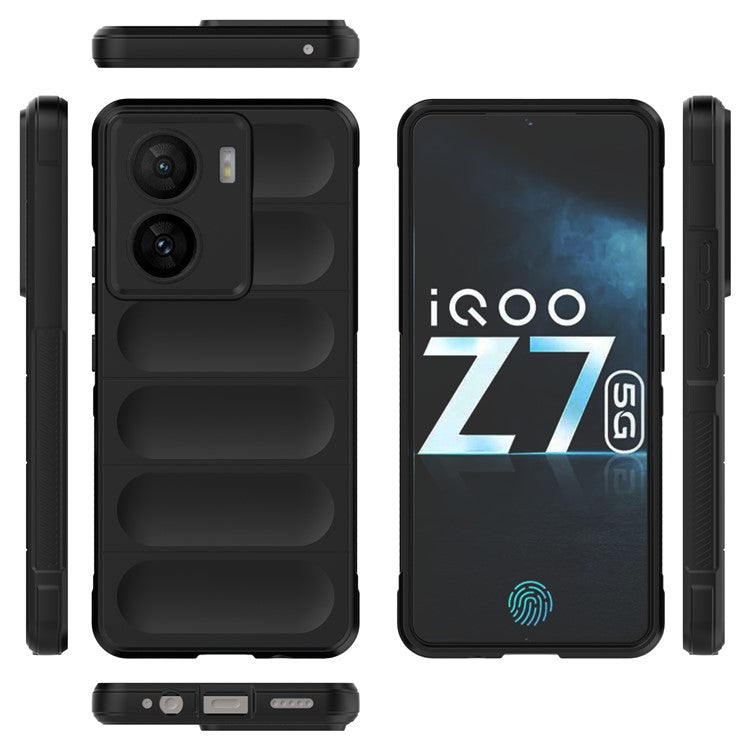 For vivo iQOO Z7 5G Rugged Phone Case Anti-scratch Soft TPU Phone Cover - Black