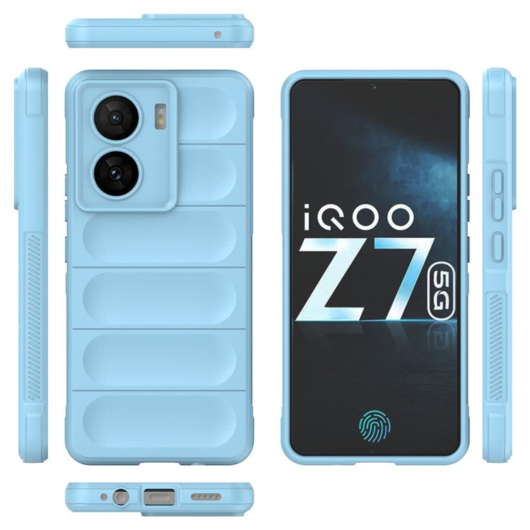 For vivo iQOO Z7 5G Rugged Phone Case Anti-scratch Soft TPU Phone Cover - Baby Blue