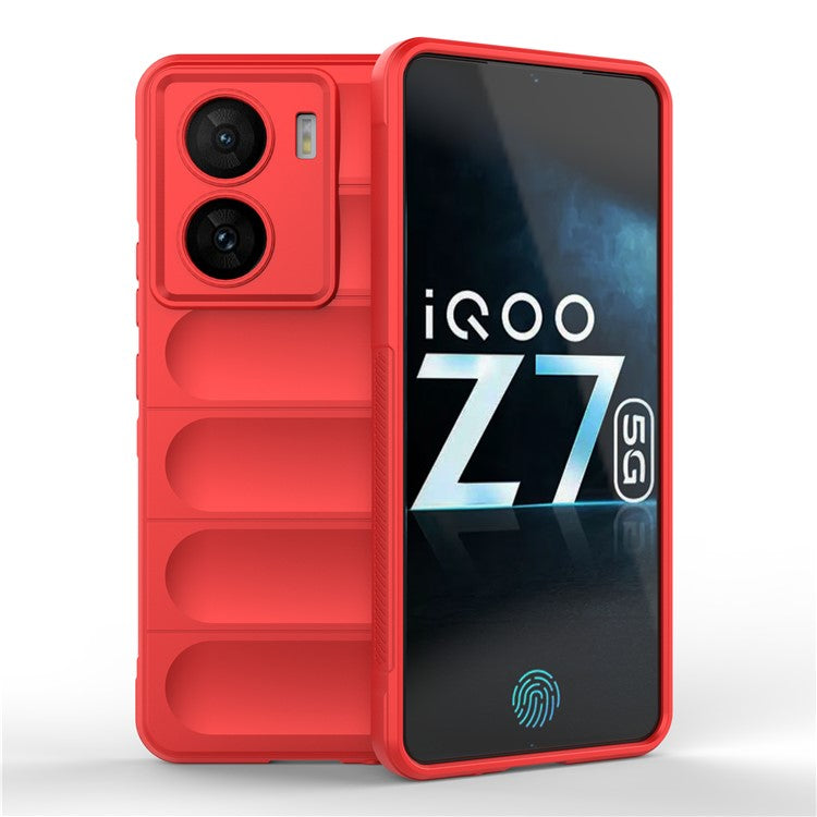 For vivo iQOO Z7 5G Rugged Phone Case Anti-scratch Soft TPU Phone Cover - Red