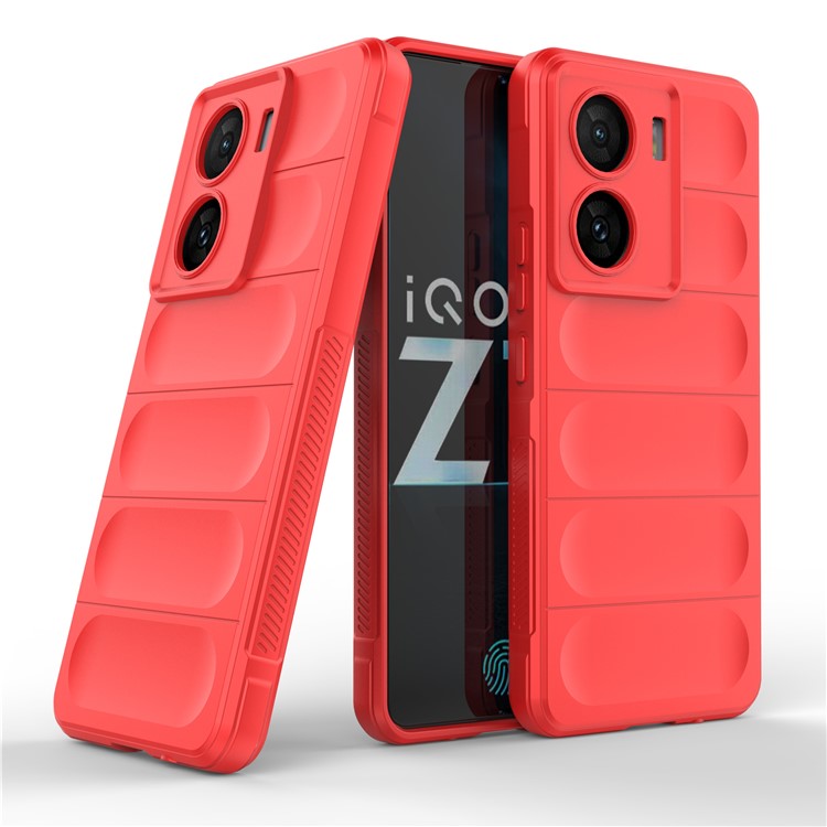 For vivo iQOO Z7 5G Rugged Phone Case Anti-scratch Soft TPU Phone Cover - Red