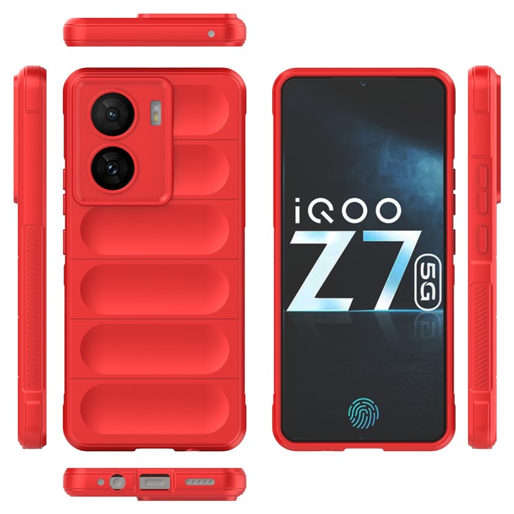 For vivo iQOO Z7 5G Rugged Phone Case Anti-scratch Soft TPU Phone Cover - Red