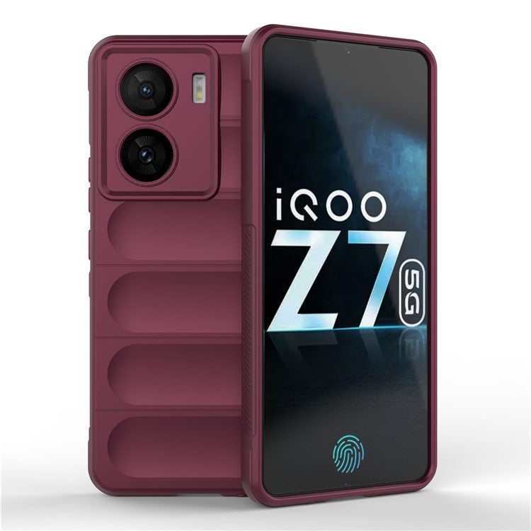 For vivo iQOO Z7 5G Rugged Phone Case Anti-scratch Soft TPU Phone Cover - Wine Red