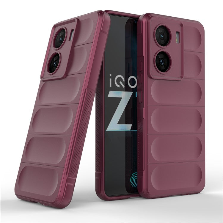 For vivo iQOO Z7 5G Rugged Phone Case Anti-scratch Soft TPU Phone Cover - Wine Red