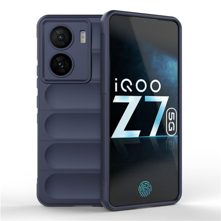 For vivo iQOO Z7 5G Rugged Phone Case Anti-scratch Soft TPU Phone Cover - Dark Blue