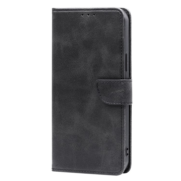 For vivo S16e 5G PU Leather Flip Case with Wallet Calf Texture Stand Shockproof Phone Cover - Black