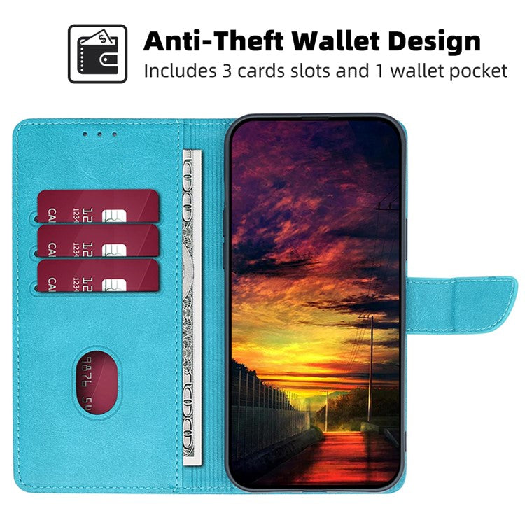 For vivo S16e 5G PU Leather Flip Case with Wallet Calf Texture Stand Shockproof Phone Cover - Baby Blue