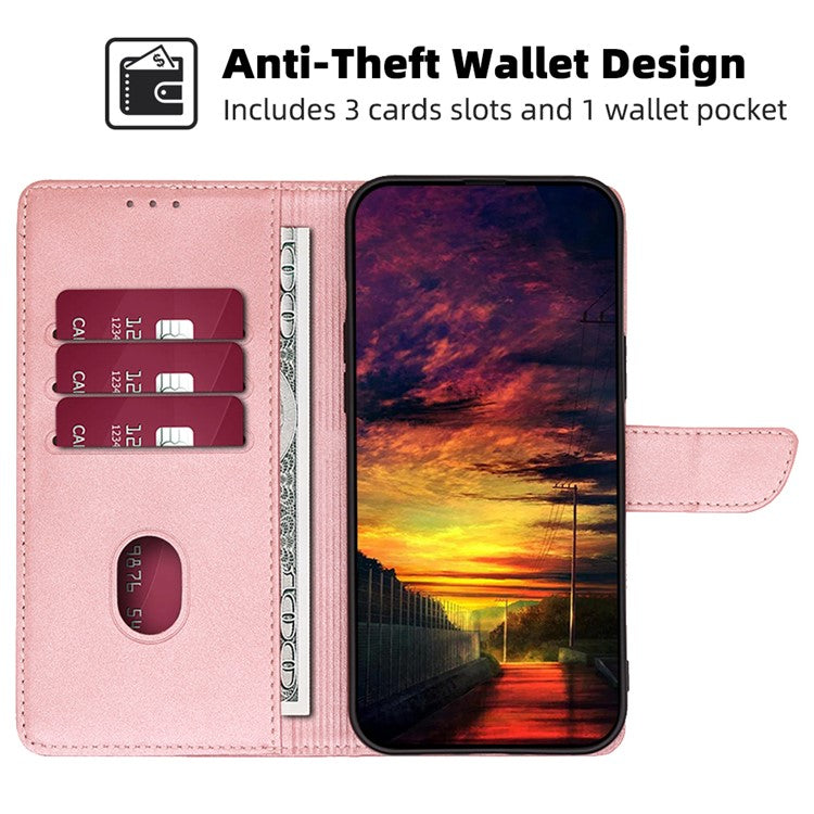 For vivo S16e 5G PU Leather Flip Case with Wallet Calf Texture Stand Shockproof Phone Cover - Rose Gold