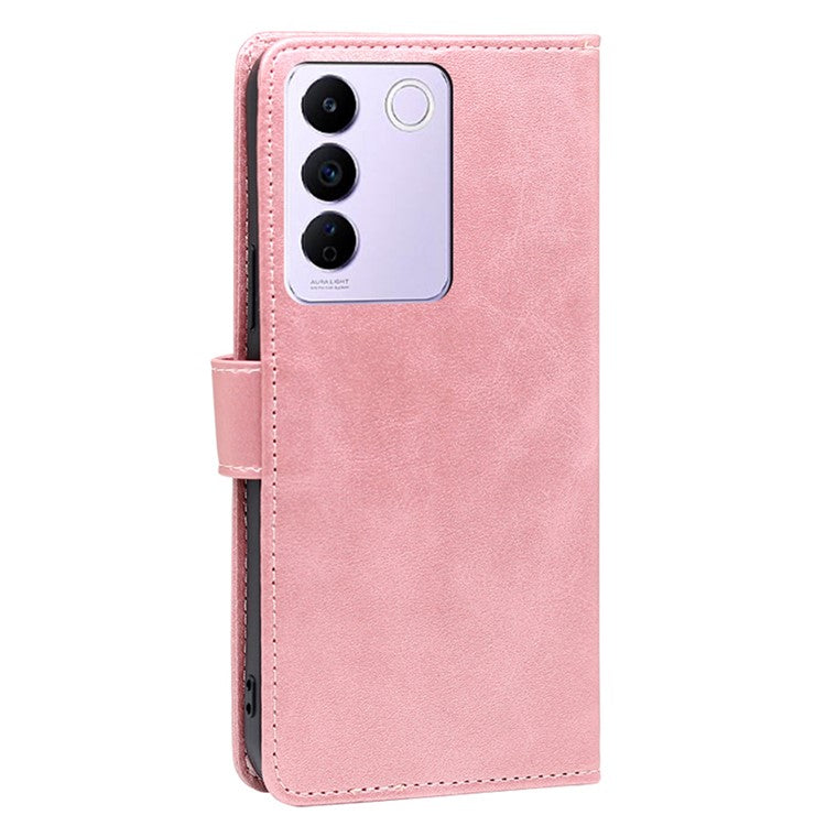 For vivo S16e 5G PU Leather Flip Case with Wallet Calf Texture Stand Shockproof Phone Cover - Rose Gold