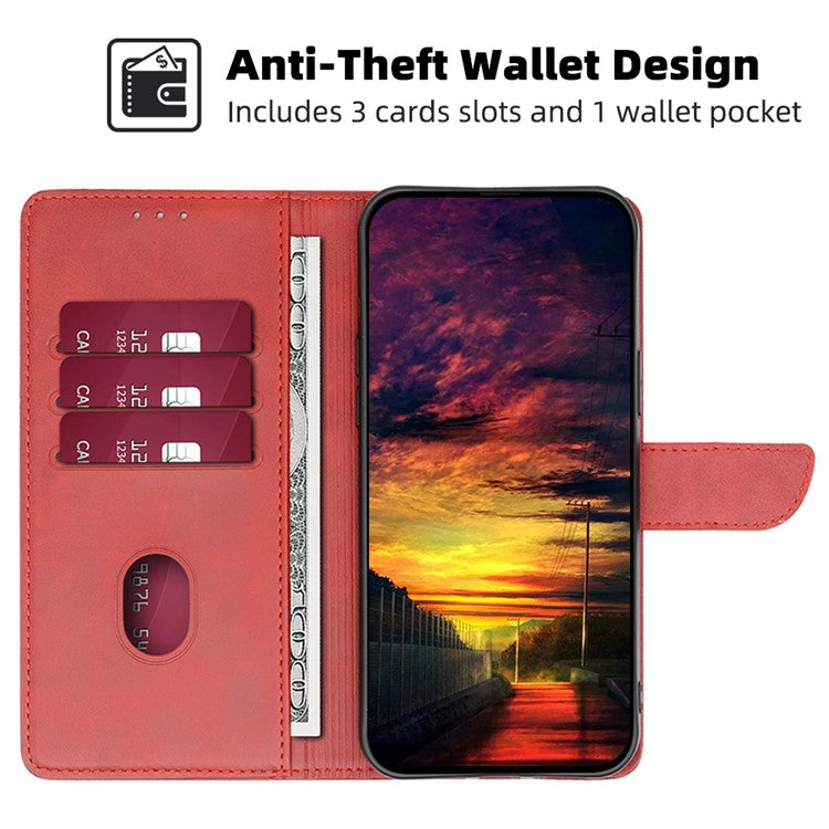 For vivo S16e 5G PU Leather Flip Case with Wallet Calf Texture Stand Shockproof Phone Cover - Red