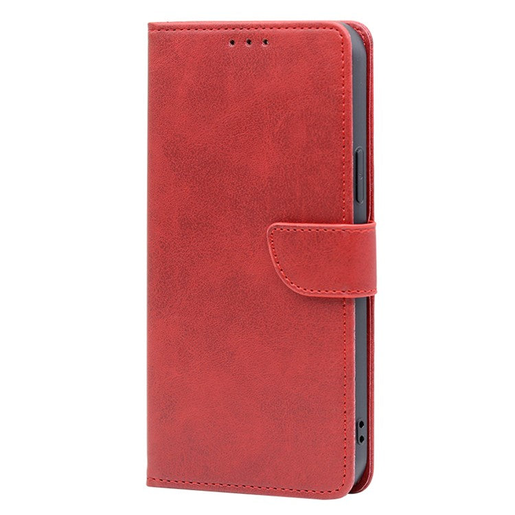 For vivo S16e 5G PU Leather Flip Case with Wallet Calf Texture Stand Shockproof Phone Cover - Red