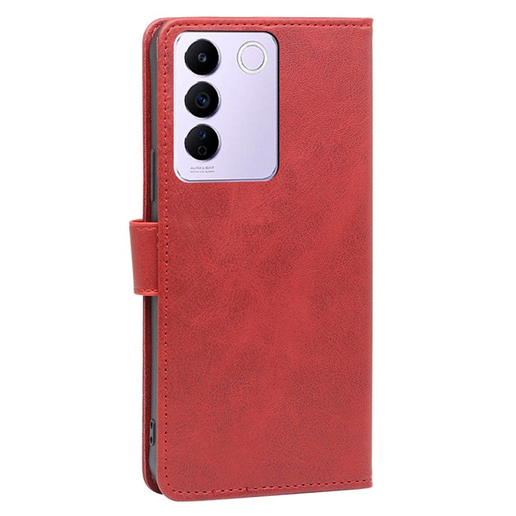 For vivo S16e 5G PU Leather Flip Case with Wallet Calf Texture Stand Shockproof Phone Cover - Red