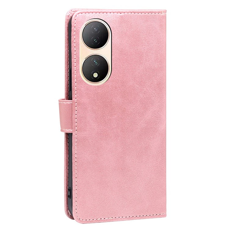 For vivo Y100 5G Flip Wallet Case PU Leather Calf Texture Stand Phone Cover - Rose Gold