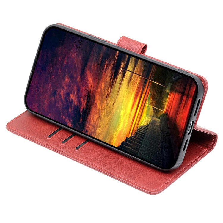 For vivo Y100 5G Flip Wallet Case PU Leather Calf Texture Stand Phone Cover - Red