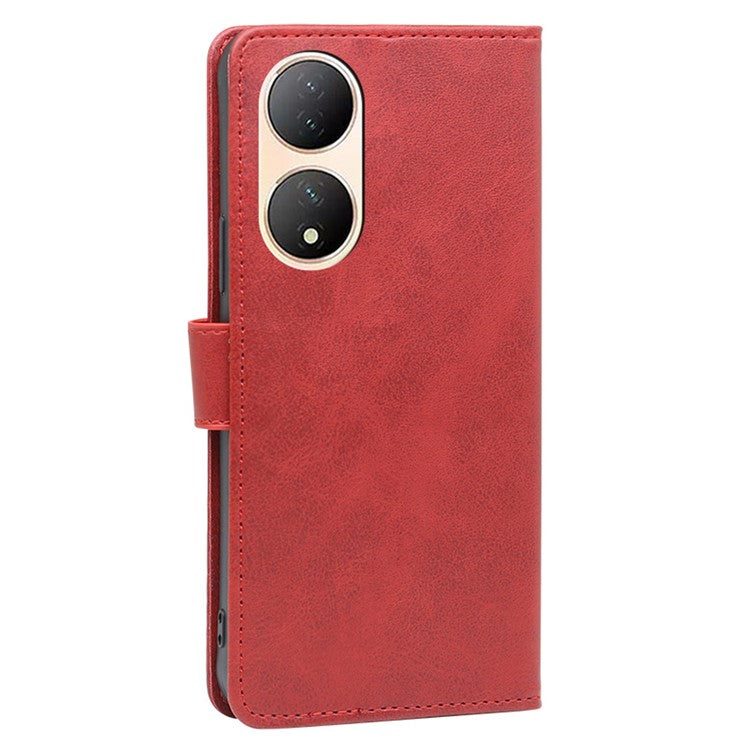 For vivo Y100 5G Flip Wallet Case PU Leather Calf Texture Stand Phone Cover - Red