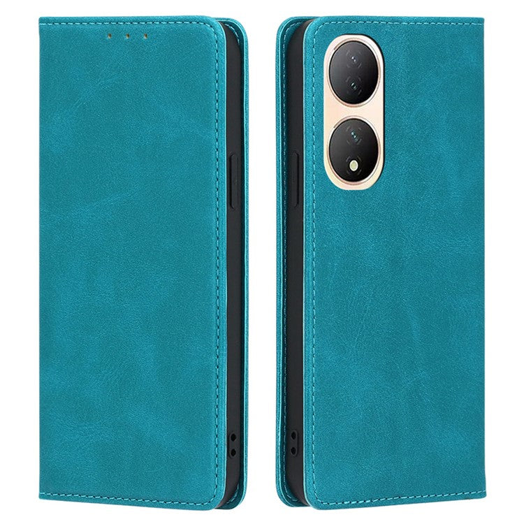 For vivo Y100 5G PU Leather+TPU Wallet Stand Phone Magnetic Closing Case Calf Texture Cover - Baby Blue