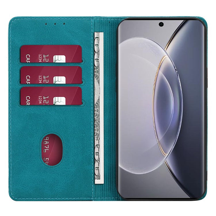 For vivo Y100 5G PU Leather+TPU Wallet Stand Phone Magnetic Closing Case Calf Texture Cover - Baby Blue