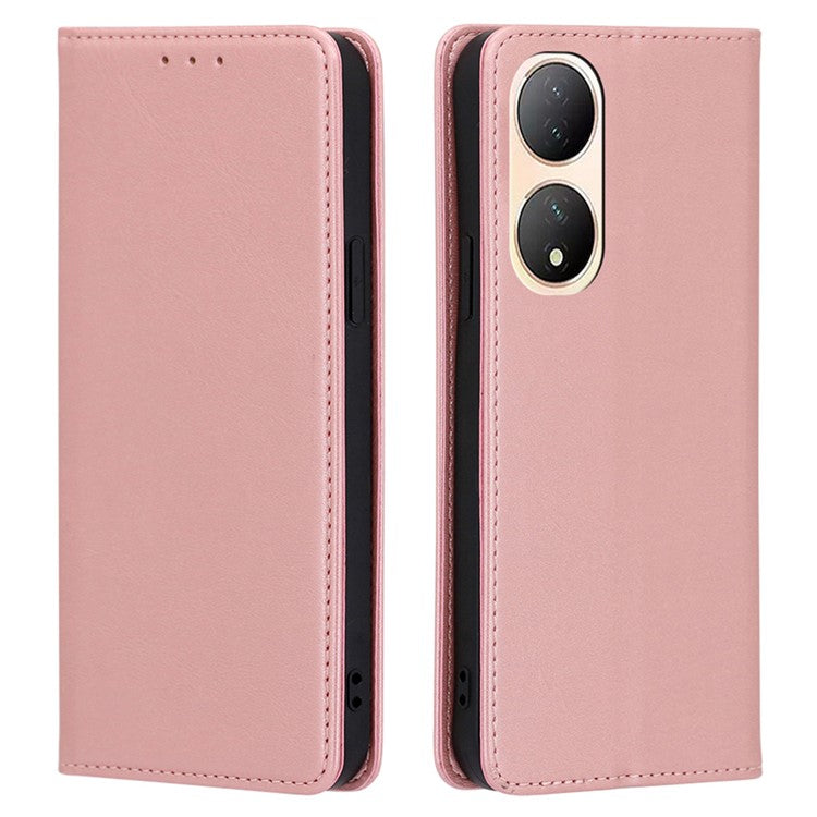 For vivo Y100 5G PU Leather+TPU Wallet Stand Phone Magnetic Closing Case Calf Texture Cover - Rose Gold