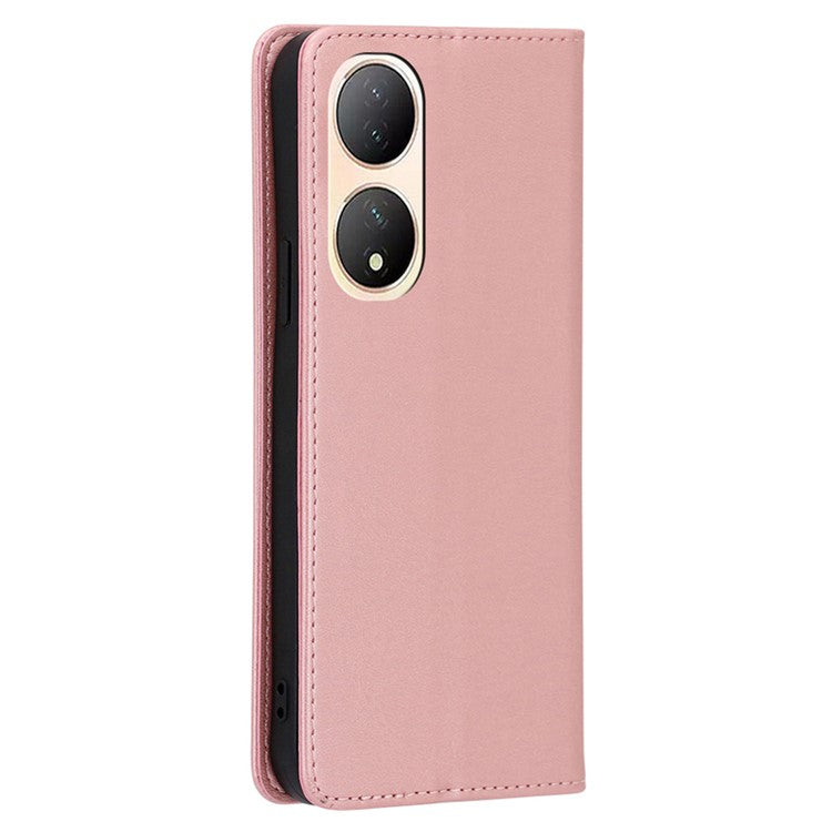 For vivo Y100 5G PU Leather+TPU Wallet Stand Phone Magnetic Closing Case Calf Texture Cover - Rose Gold