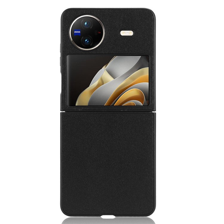 For vivo X Flip Shockproof Case PU Leather Coated PC Phone Shell Anti-Drop Smartphone Cover - Black