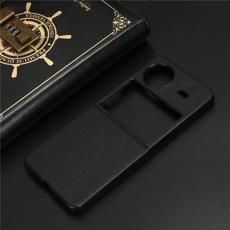 For vivo X Flip Shockproof Case PU Leather Coated PC Phone Shell Anti-Drop Smartphone Cover - Black