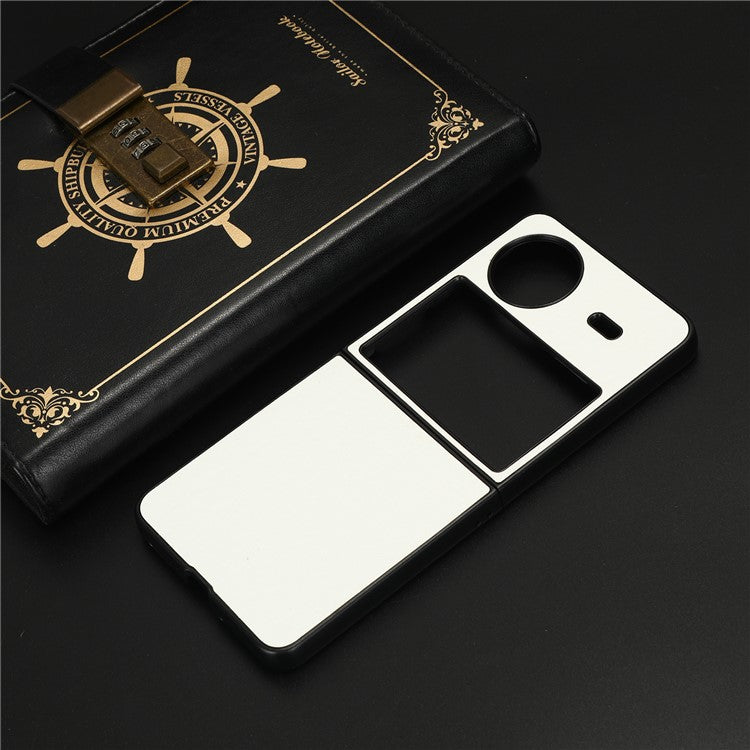 For vivo X Flip Shockproof Case PU Leather Coated PC Phone Shell Anti-Drop Smartphone Cover - White