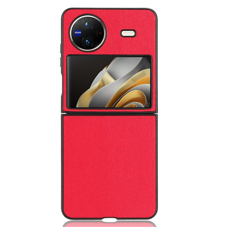 For vivo X Flip Shockproof Case PU Leather Coated PC Phone Shell Anti-Drop Smartphone Cover - Red