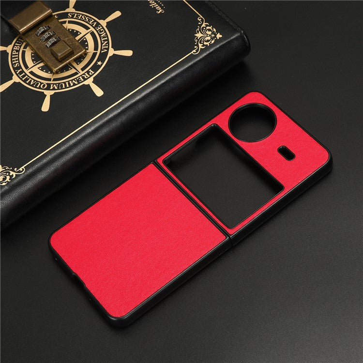 For vivo X Flip Shockproof Case PU Leather Coated PC Phone Shell Anti-Drop Smartphone Cover - Red