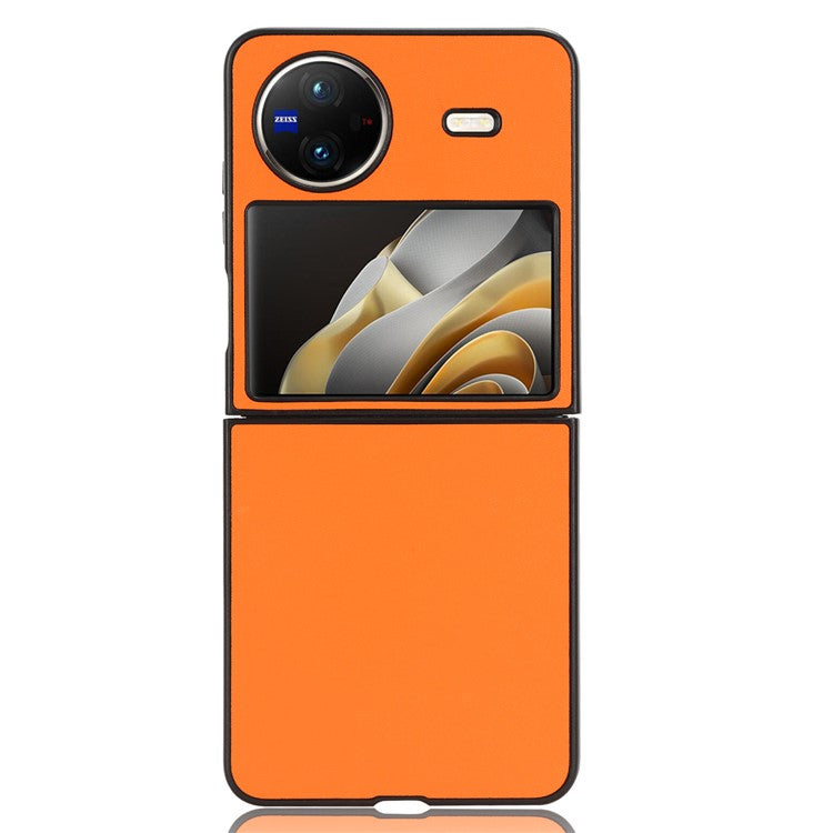 For vivo X Flip Shockproof Case PU Leather Coated PC Phone Shell Anti-Drop Smartphone Cover - Orange