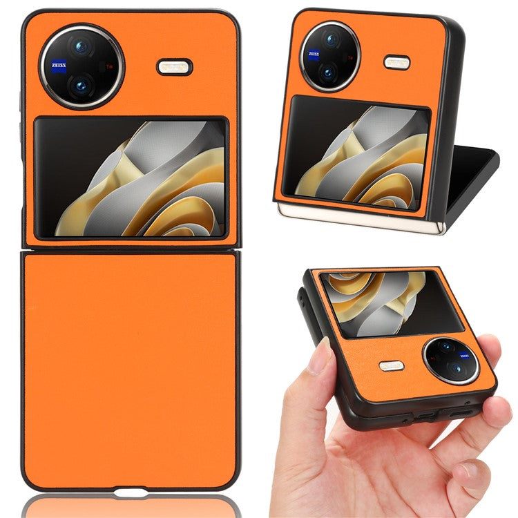 For vivo X Flip Shockproof Case PU Leather Coated PC Phone Shell Anti-Drop Smartphone Cover - Orange