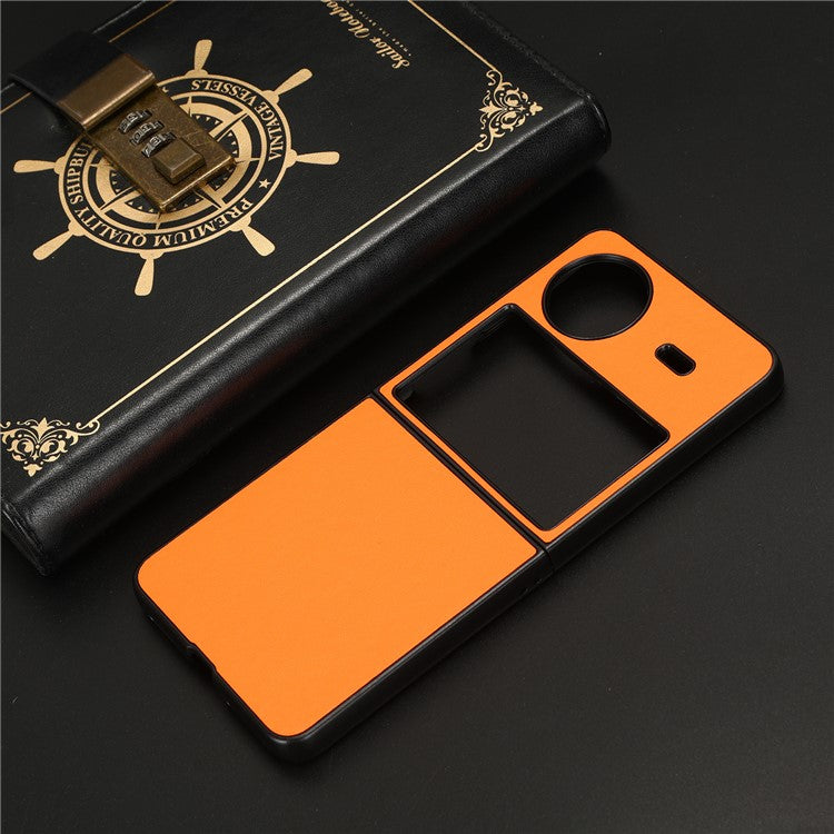 For vivo X Flip Shockproof Case PU Leather Coated PC Phone Shell Anti-Drop Smartphone Cover - Orange