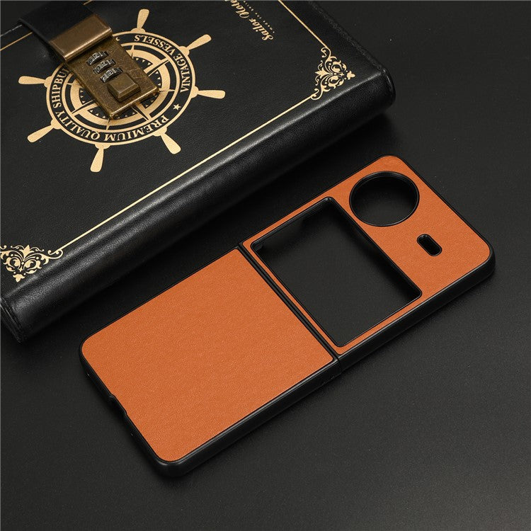 For vivo X Flip Shockproof Case PU Leather Coated PC Phone Shell Anti-Drop Smartphone Cover - Brown