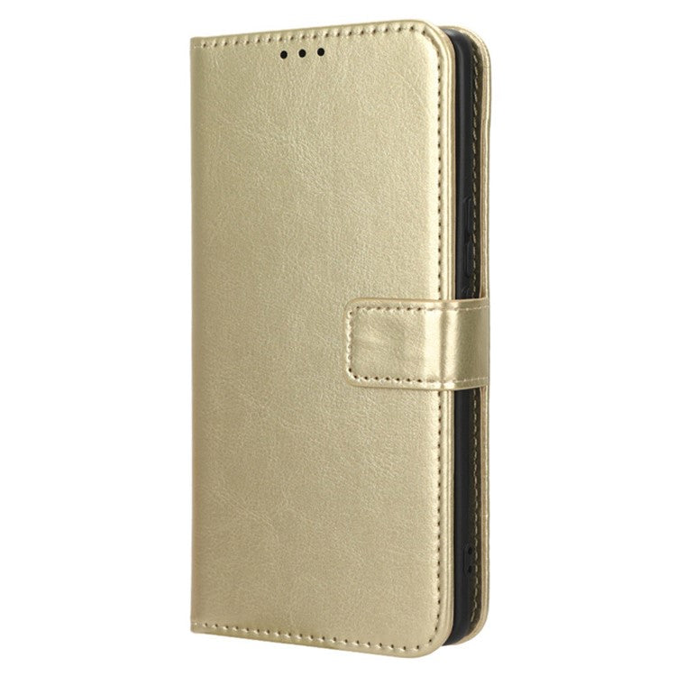 Shockproof Case for vivo Y78+ 5G / Y78 5G / V29 Lite 5G Crazy Horse Texture Stand Wallet PU Leather Phone Flip Cover - Gold