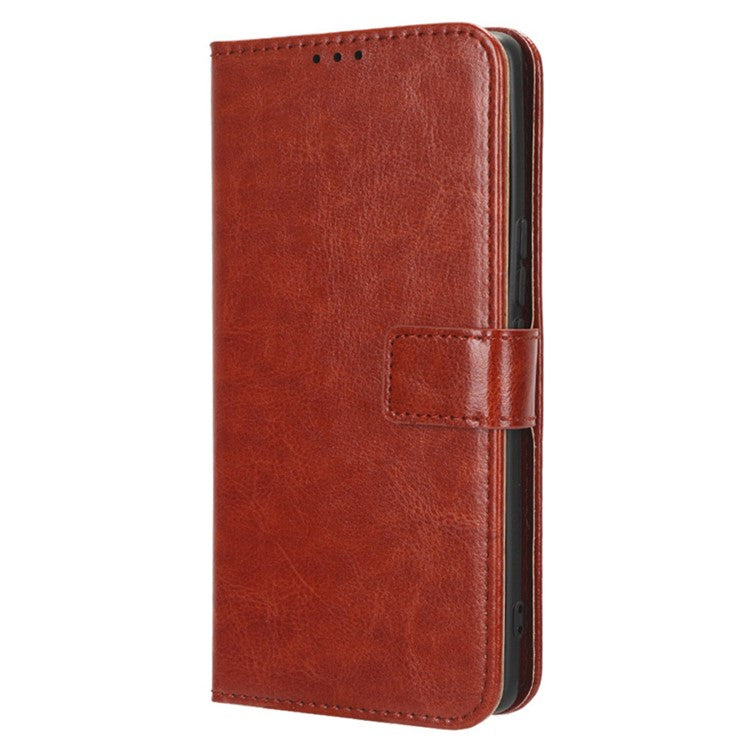 Shockproof Case for vivo Y78+ 5G / Y78 5G / V29 Lite 5G Crazy Horse Texture Stand Wallet PU Leather Phone Flip Cover - Brown