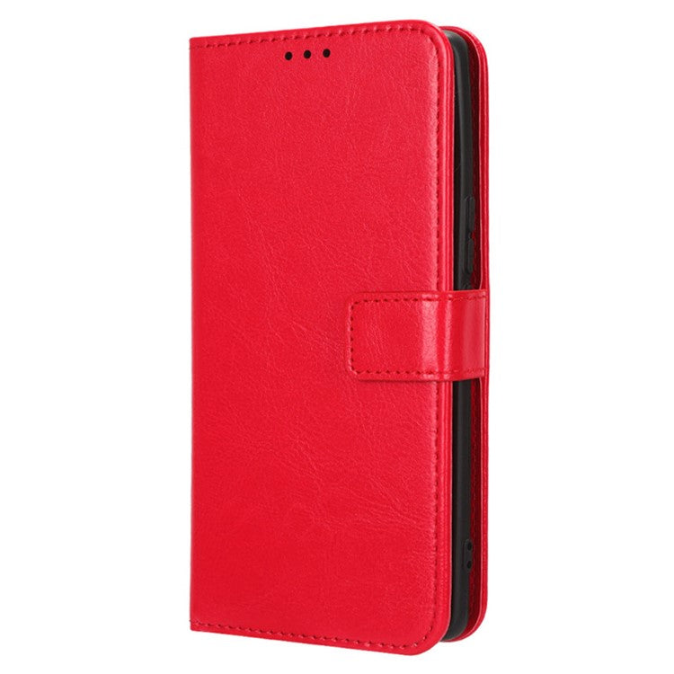 Shockproof Case for vivo Y78+ 5G / Y78 5G / V29 Lite 5G Crazy Horse Texture Stand Wallet PU Leather Phone Flip Cover - Red