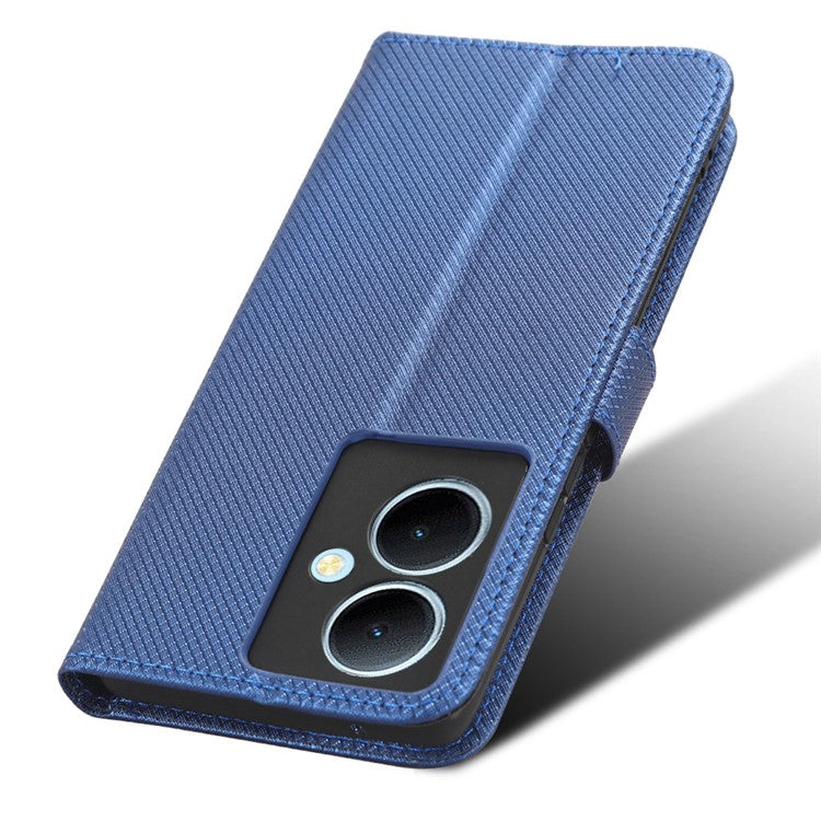 PU Leather Phone Cover for vivo Y78+ 5G / Y78 5G / V29 Lite 5G Shockproof Diamond Texture Case Stand Wallet Flip Shell - Blue