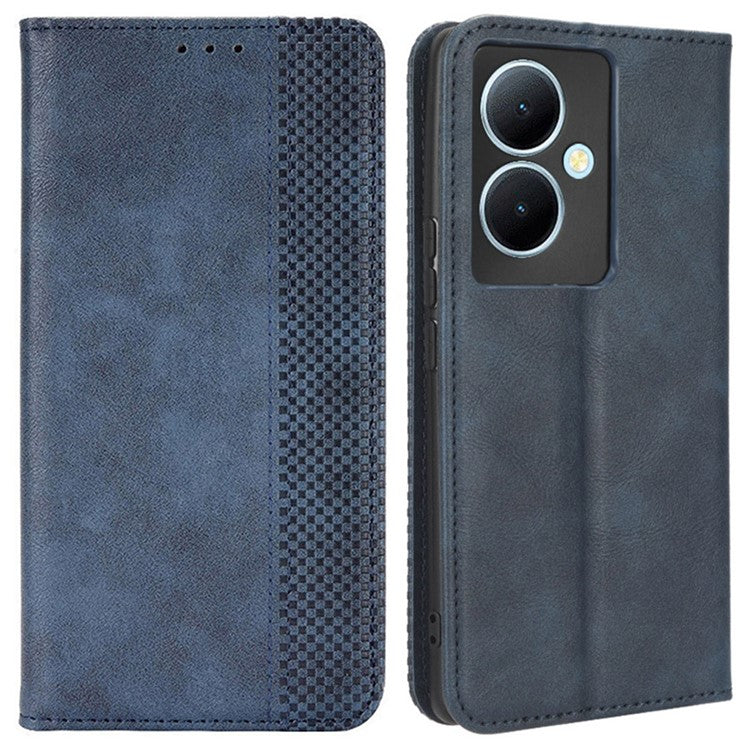 Wallet Leather Cover for vivo Y78+ 5G / Y78 5G / V29 Lite 5G Stand Wallet Retro Magnetic Closure Smartphone Case - Blue