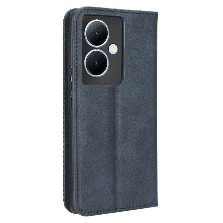 Wallet Leather Cover for vivo Y78+ 5G / Y78 5G / V29 Lite 5G Stand Wallet Retro Magnetic Closure Smartphone Case - Blue